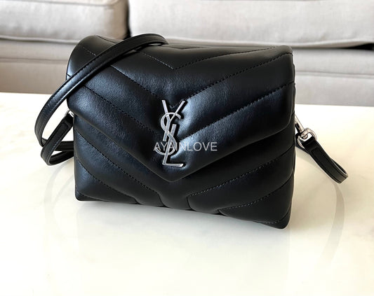 Yves Saint Laurent YSL Black Calf Skin Loulou Y Toy Bag Silver Hardware *New*