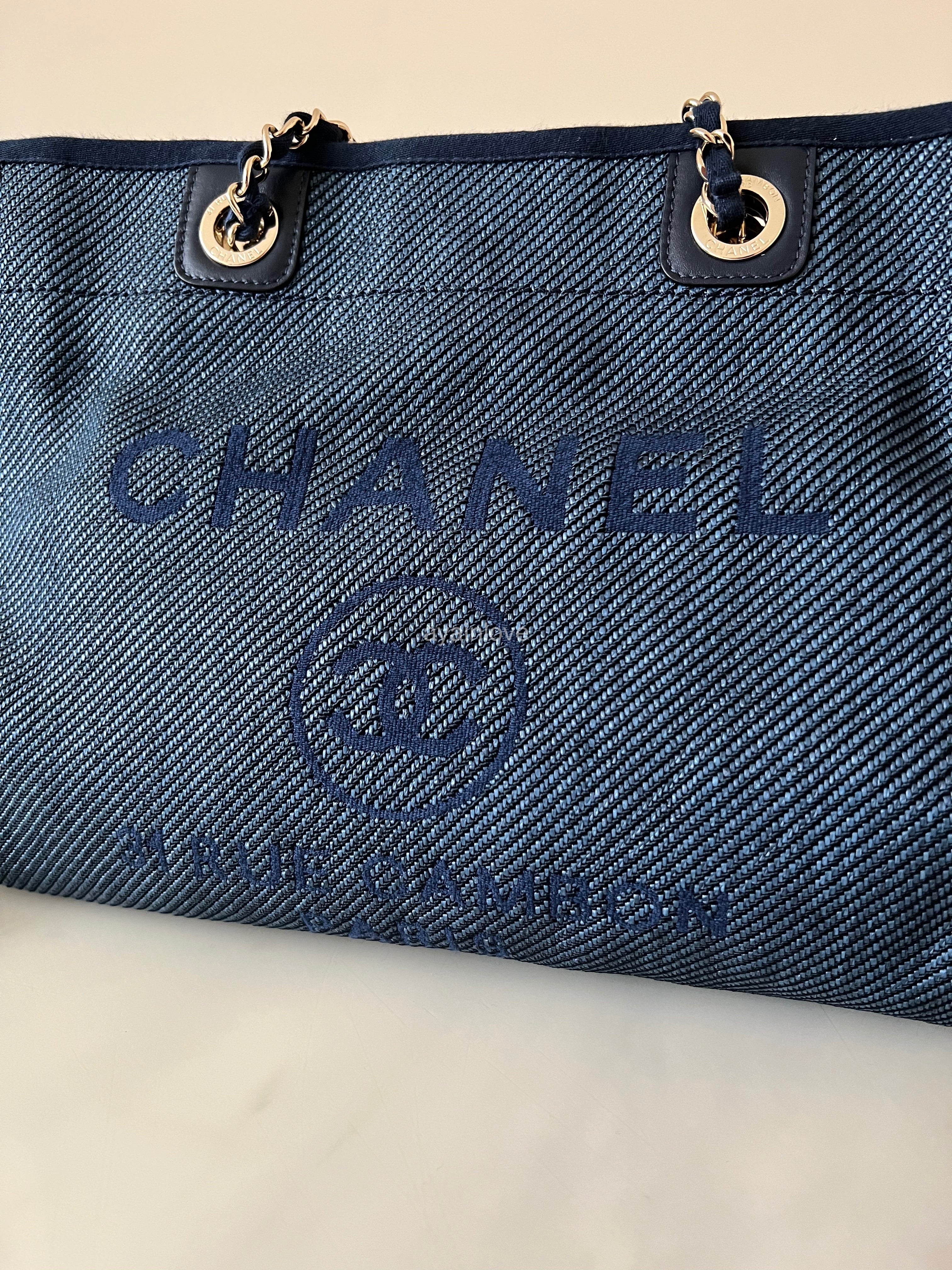 Chanel deauville hot sale tote blue