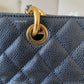 BLACK CAVIAR GRAND SHOPPING TOTE GST GOLD HARDWARE