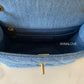 22C DENIM PEARL CRUSH SQUARE MINI AGED GOLD HARDWARE *NEW*