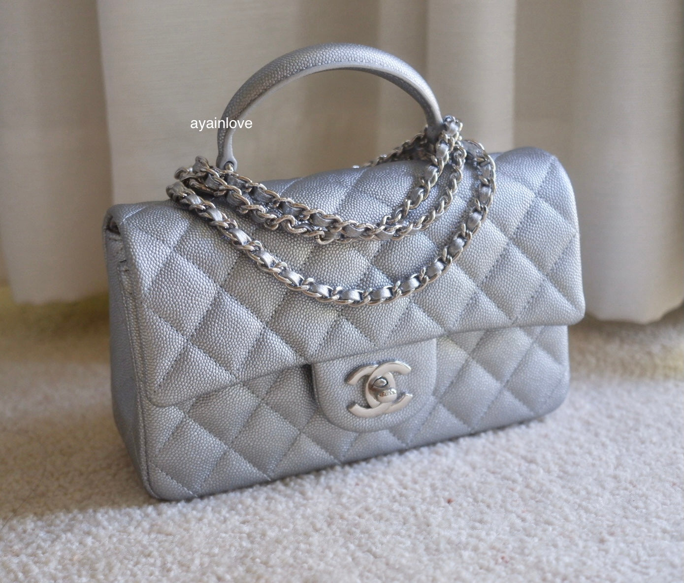 Chanel grey caviar discount bag