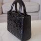 DIOR Small Lady Dior Bag Patent Cannage Calf Skin So Black