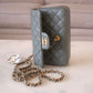 CHANEL 18C Iridescent Green Caviar Rectangular Mini Flap Bag Brushed Gold Hardware