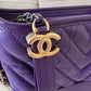 CHANEL 19K Purple Chevron Small Gabrielle Gabby Hobo Bag Mixed Hardware