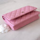 22C PINK CAVIAR CLASSIC WALLET ON CHAIN LIGHT GOLD HARDWARE *NEW*