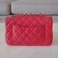 CHANEL 17C Dark Pink Caviar Rectangular Mini Light Gold Hardware