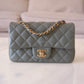 CHANEL 18C Iridescent Green Caviar Rectangular Mini Flap Bag Brushed Gold Hardware