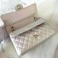 CHANEL 20B Iridescent Ivory Medium Classic Flap Light Gold Hardware