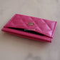 Chanel 22P Dark Pink Caviar Flat Card Holder Light Gold Hardware