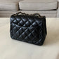 Chanel Classic Black Mini Lamb Skin Square Light Gold Hardware