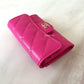 22P PINK CAVIAR SMALL SNAP CARD HOLDER LIGHT GOLD HARDWARE *NEW*