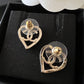 CHANEL 22P Heart Stud CC Earrings Light Gold Hardware