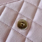 22S LIGHT PINK CAVIAR CLASSIC WALLET ON CHAIN LIGHT GOLD HARDWARE *NEW*