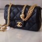 CHANEL 23P Sweetheart Black Caviar Mini Rectangular 19cm Adjustable Chain Brushed Gold Hardware