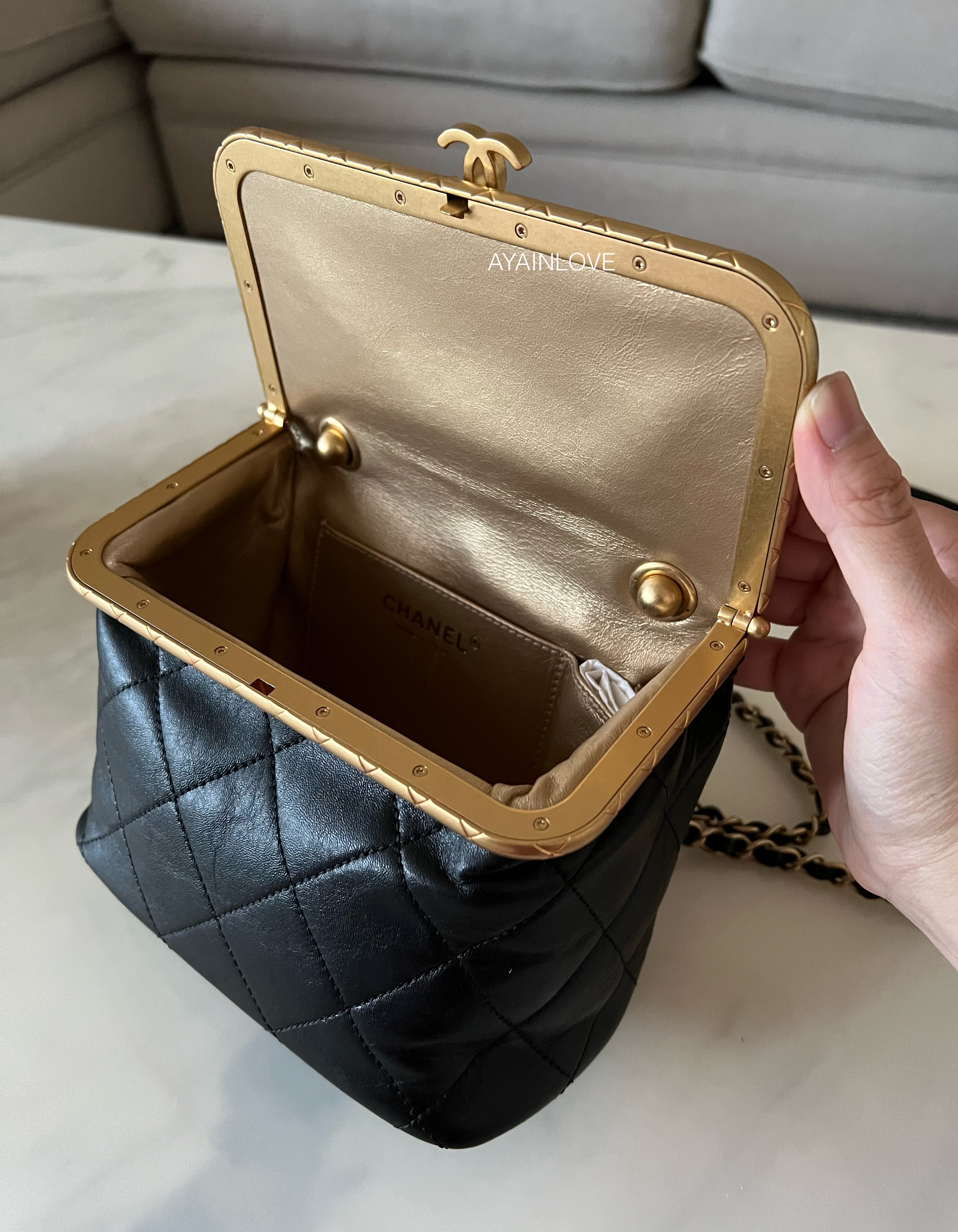 CHANEL 20A Black Quilted My Crush Bag Kiss Lock Gold Hardware AYAINLOVE CURATED LUXURIES