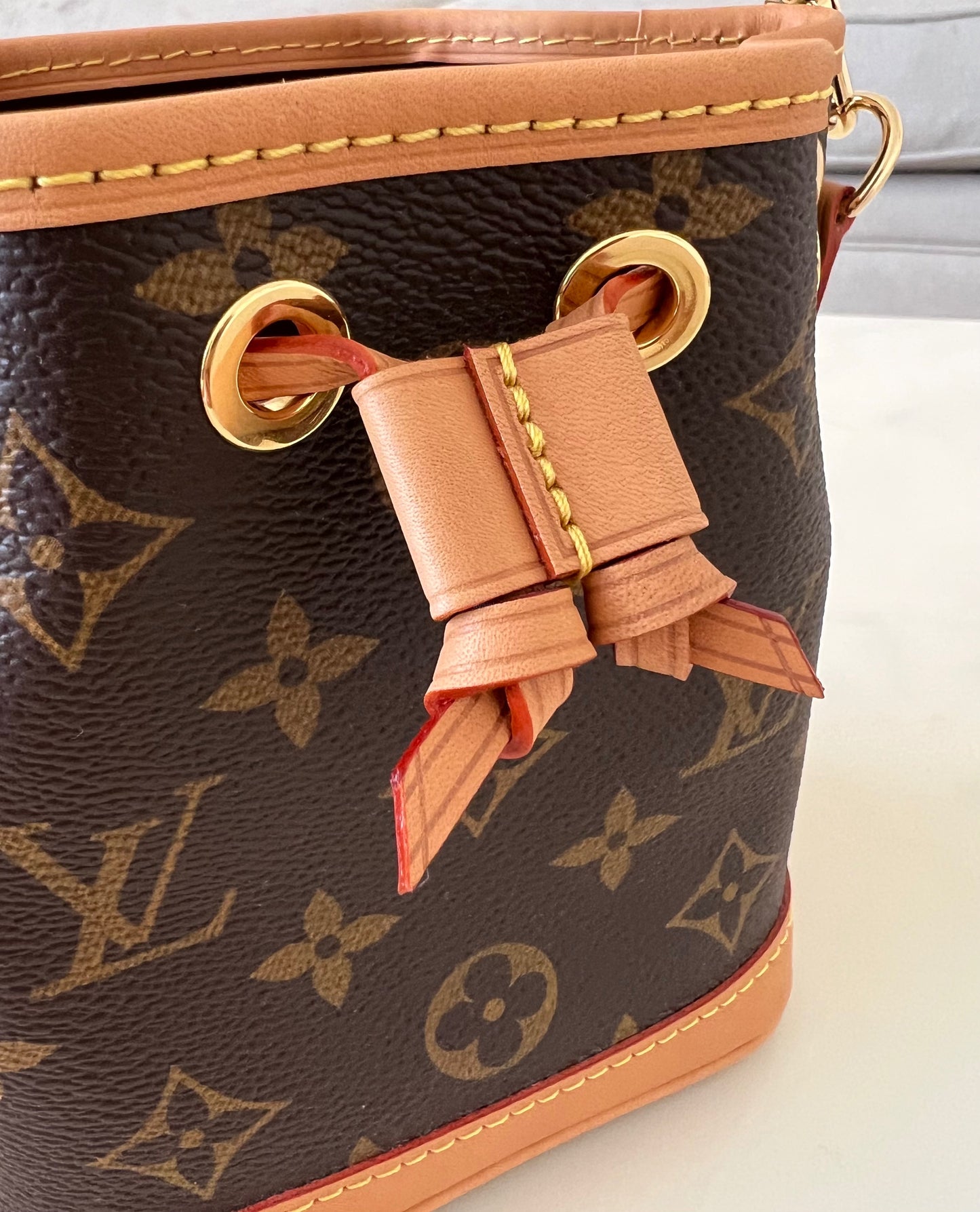 LOUIS VUITTON LV Nano Noe *NEW VERSION* Monogram Gold Hardware Detachable Strap