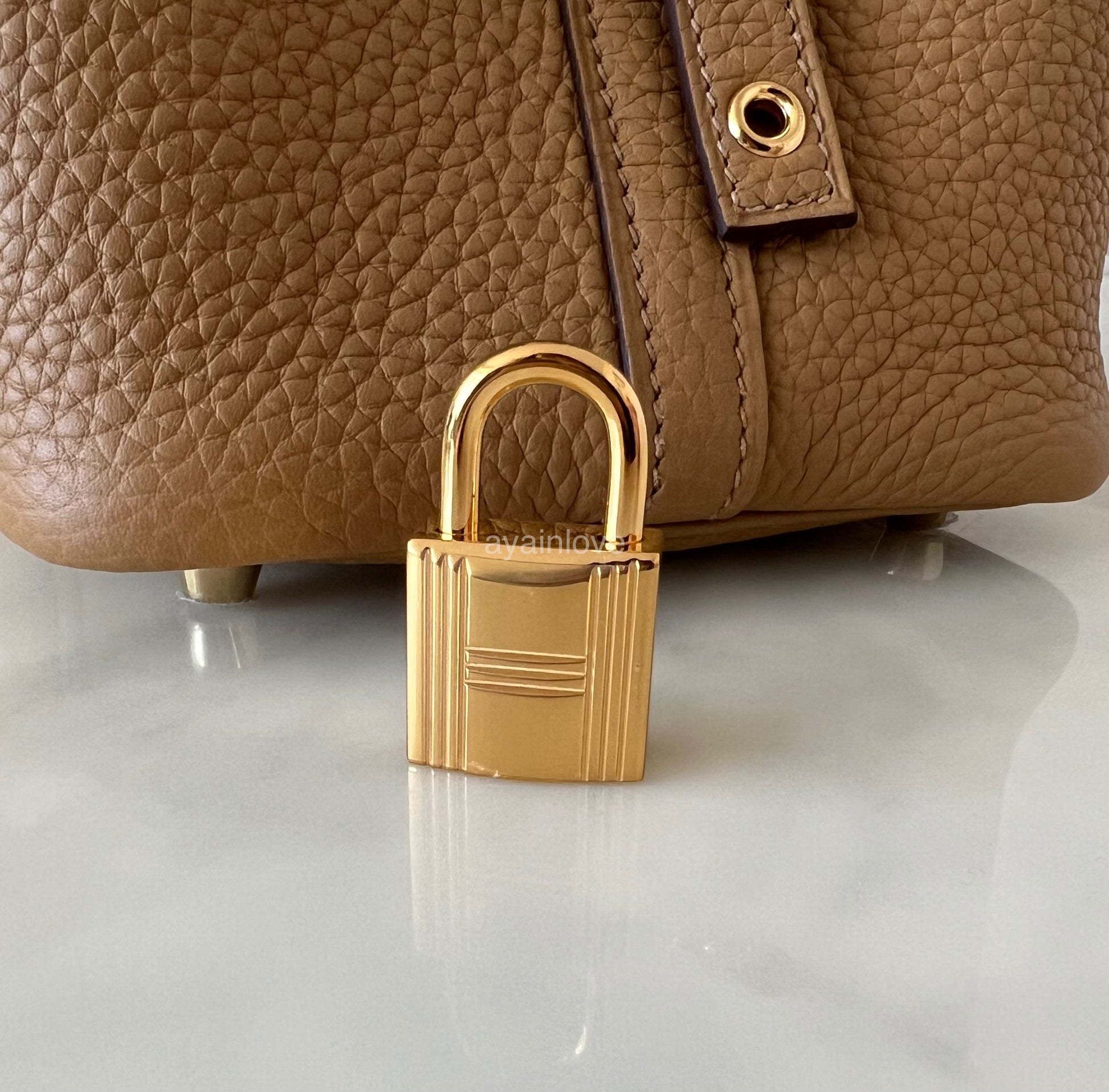 Hermes Gold Brown Nata Picotin Lock 18 PM Hardware Handbag Bag