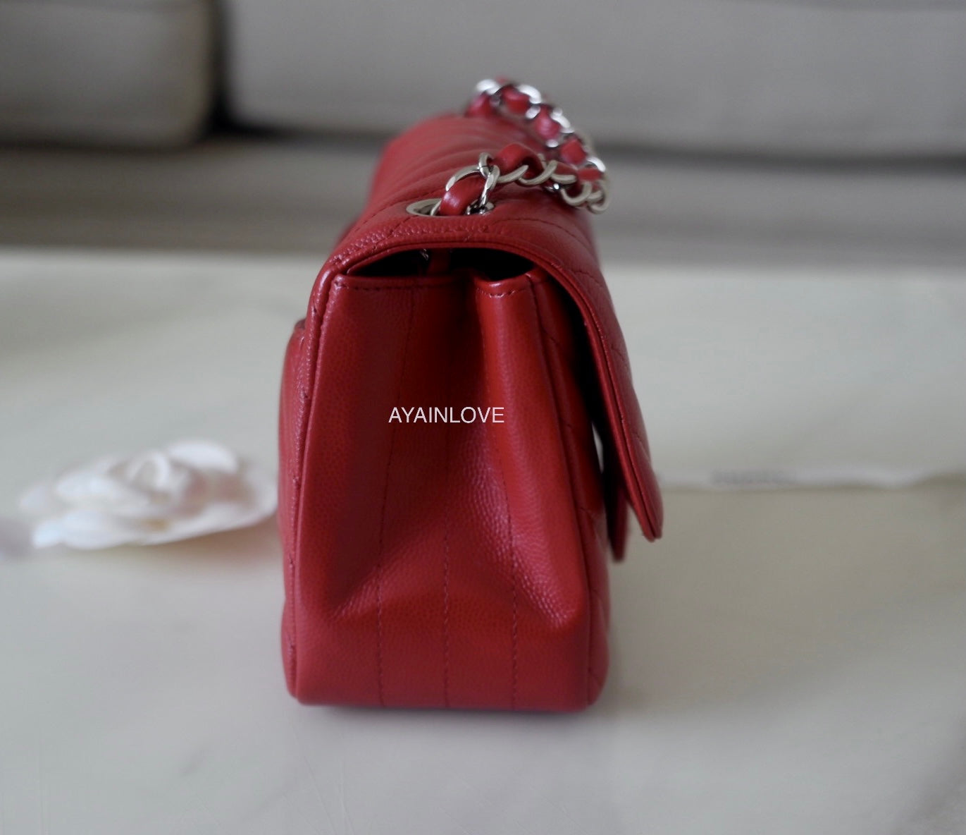 Dark red chanel online bag