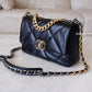 CHANEL Small 19 Black Goatskin Flap Bag Mixed Hardware