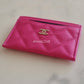 Chanel 22P Dark Pink Caviar Flat Card Holder Light Gold Hardware