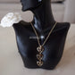 CHANEL 22P Triple CC Hearts Statement Necklace Light Gold Hardware