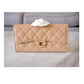 CHANEL Beige Clair Caviar Long Clutch Flap Wallet Gold Hardware