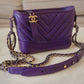 CHANEL 19K Purple Chevron Small Gabrielle Gabby Hobo Bag Mixed Hardware