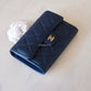 CHANEL 18S Pearly Blue Caviar Medium Trifold Wallet Light Gold Hardware