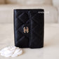 BLACK CAVIAR XL SNAP CARD HOLDER LIGHT GOLD HARDWARE