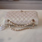 CHANEL 20B Iridescent Ivory Medium Classic Flap Light Gold Hardware