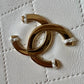 CHANEL 19P White Bull Skin Tote Medium Shopping Bag Gold Hardware